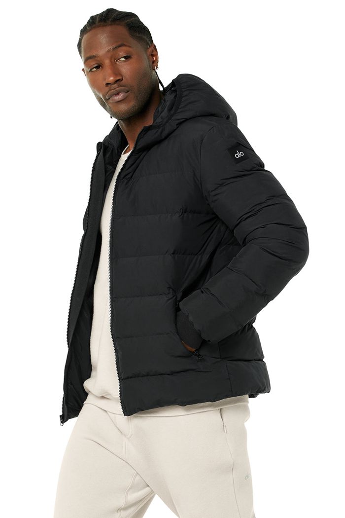 Alo Yoga Vail Puffer Men's Jackets Black | 05EGBMTDS