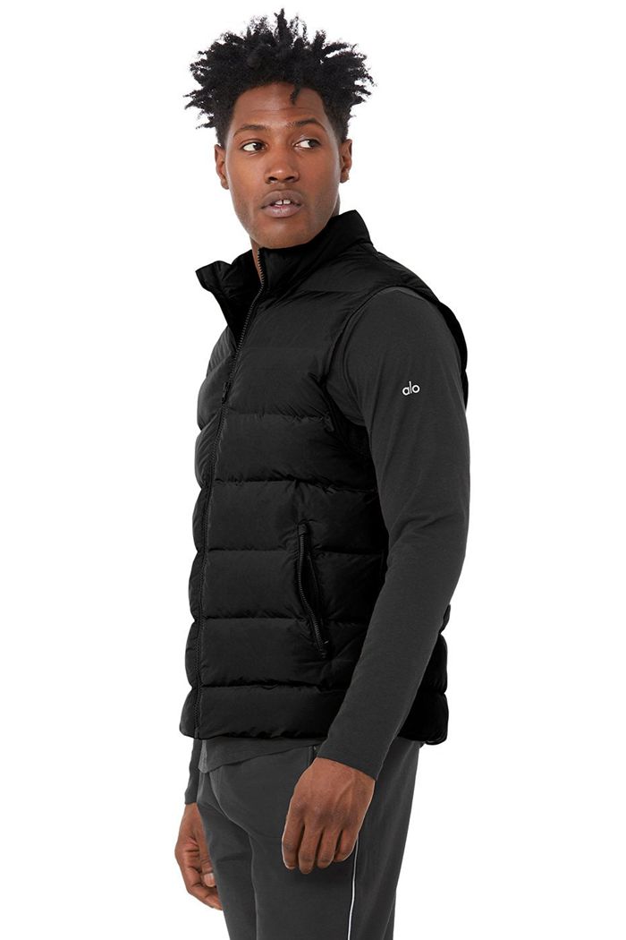 Alo Yoga Vail Puffer Men's Jackets Black | 09ZHYFQPK