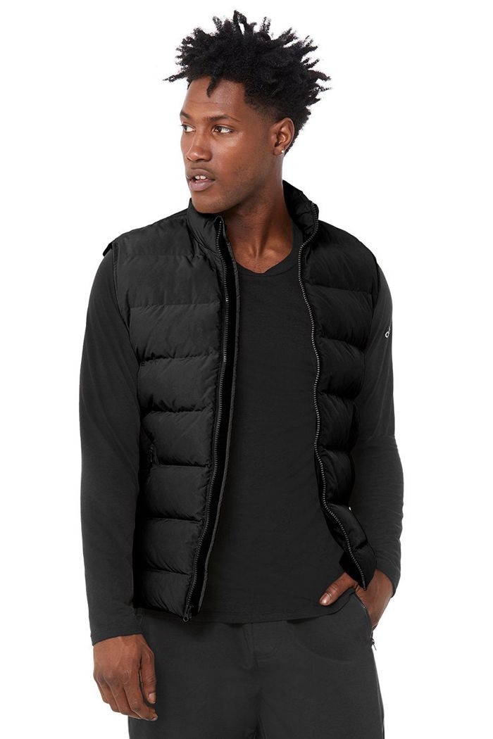 Alo Yoga Vail Puffer Men\'s Jackets Black | 09ZHYFQPK