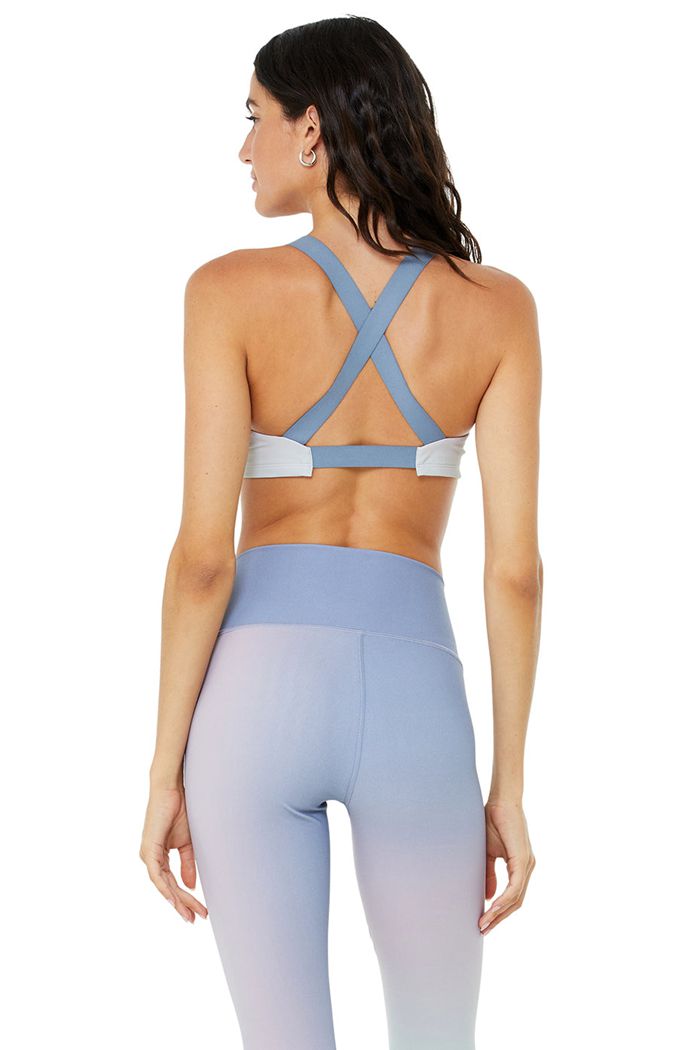 Alo Yoga Vapor Gradient Dusk Take Charge Women's Bras Blue | 63AMBKHCV