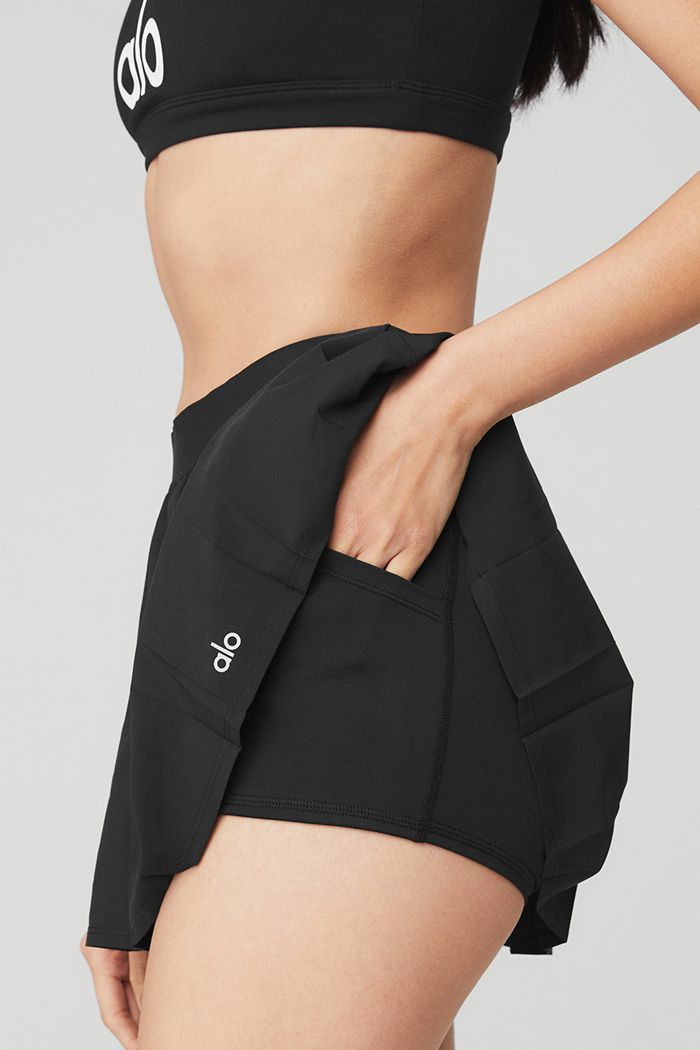 Alo Yoga Varsity Tennis Women's Skirts Black | 52FIRKQNT