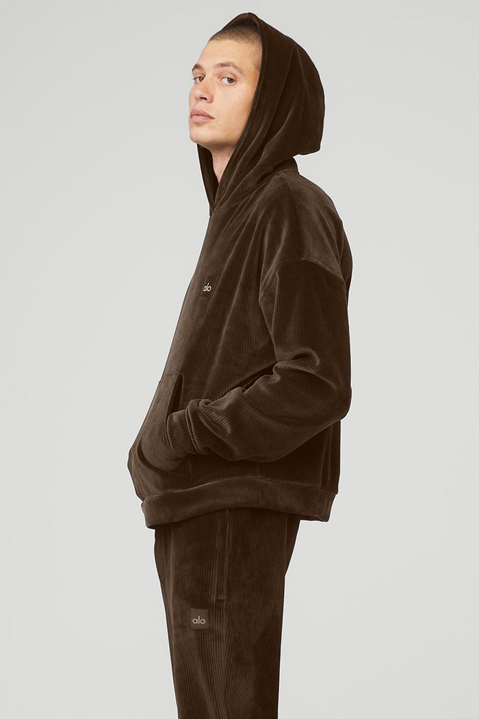 Alo Yoga Velour Baller Men's Hoodie Black | 21YDGCRZT