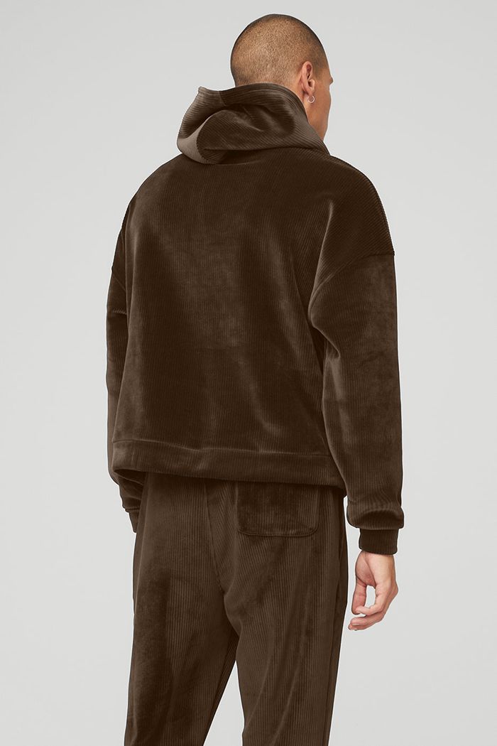 Alo Yoga Velour Baller Men's Hoodie Black | 21YDGCRZT