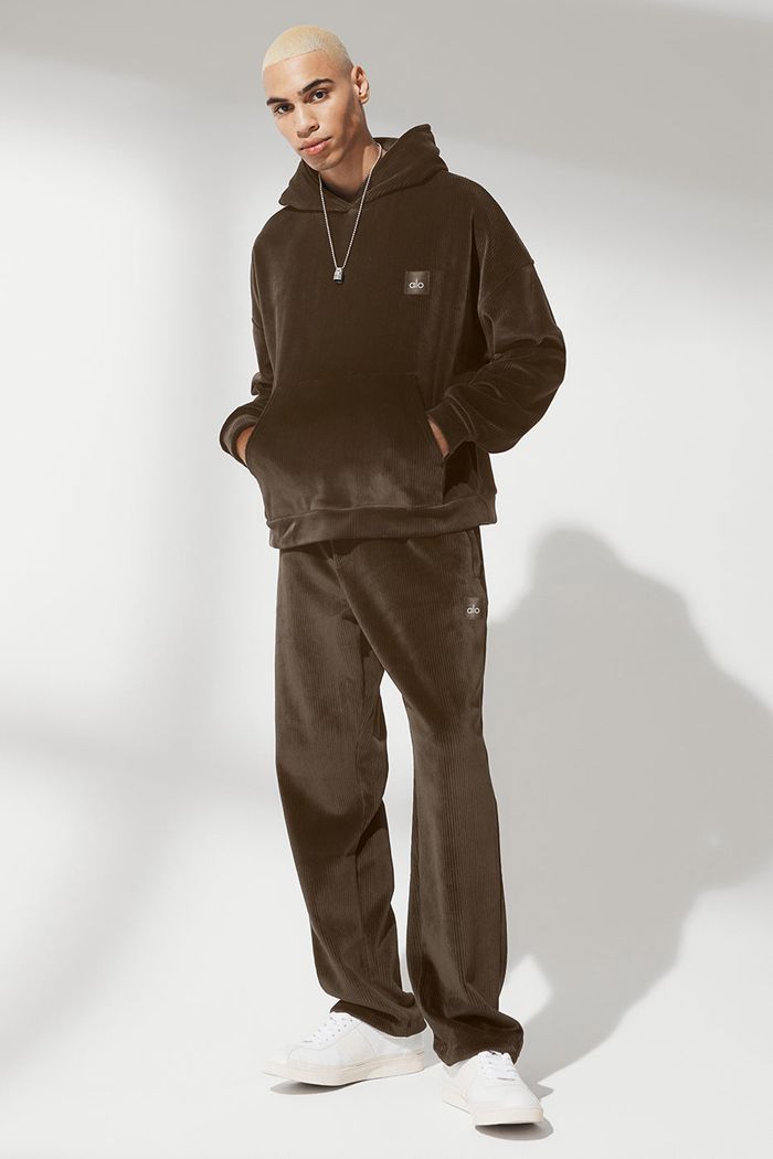 Alo Yoga Velour Baller Men's Hoodie Black | 21YDGCRZT