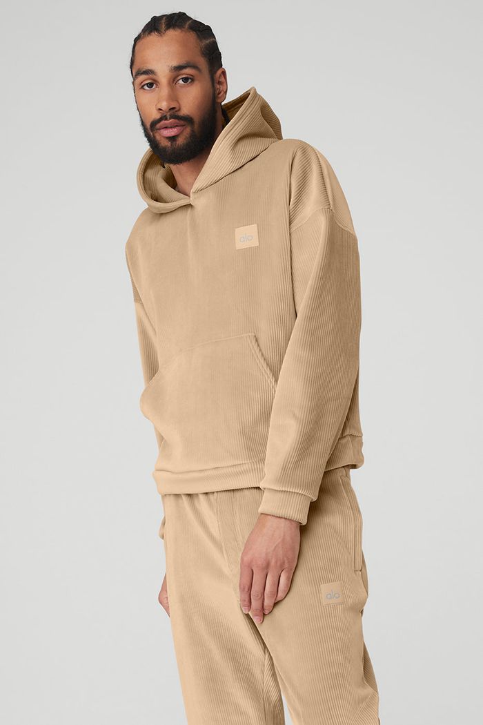 Alo Yoga Velour Baller Men's Hoodie Brown | 57RYSLGZV