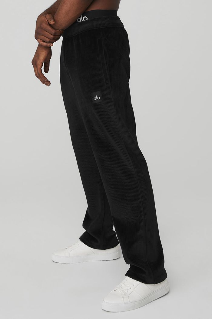 Alo Yoga Velour Baller Men's Pants Black | 70TQFMEDB