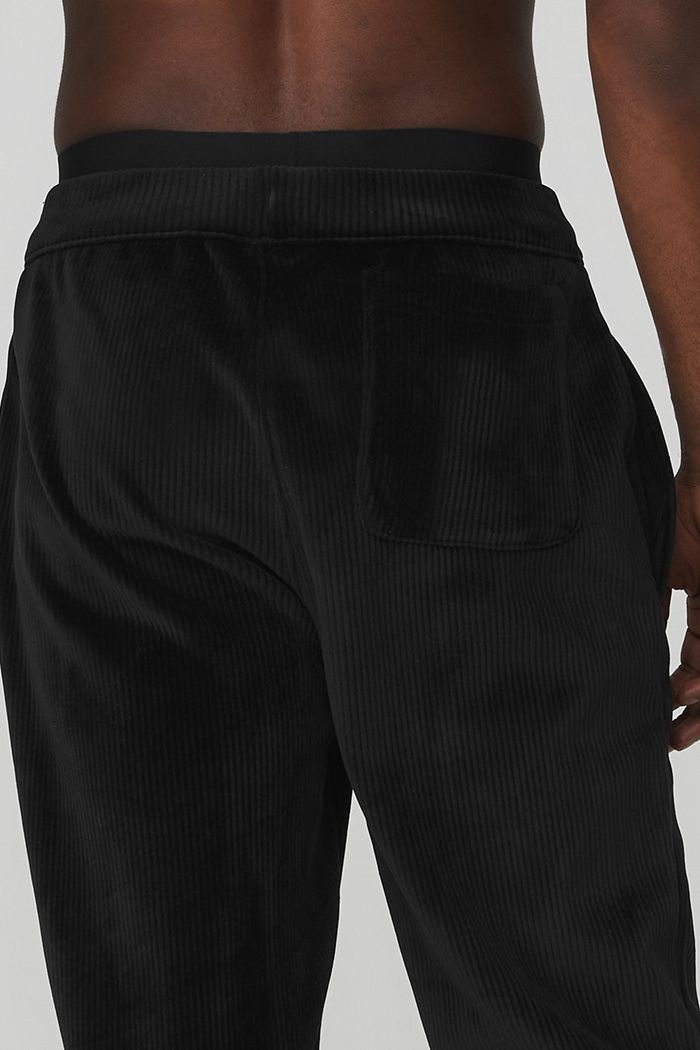 Alo Yoga Velour Baller Men's Pants Black | 70TQFMEDB