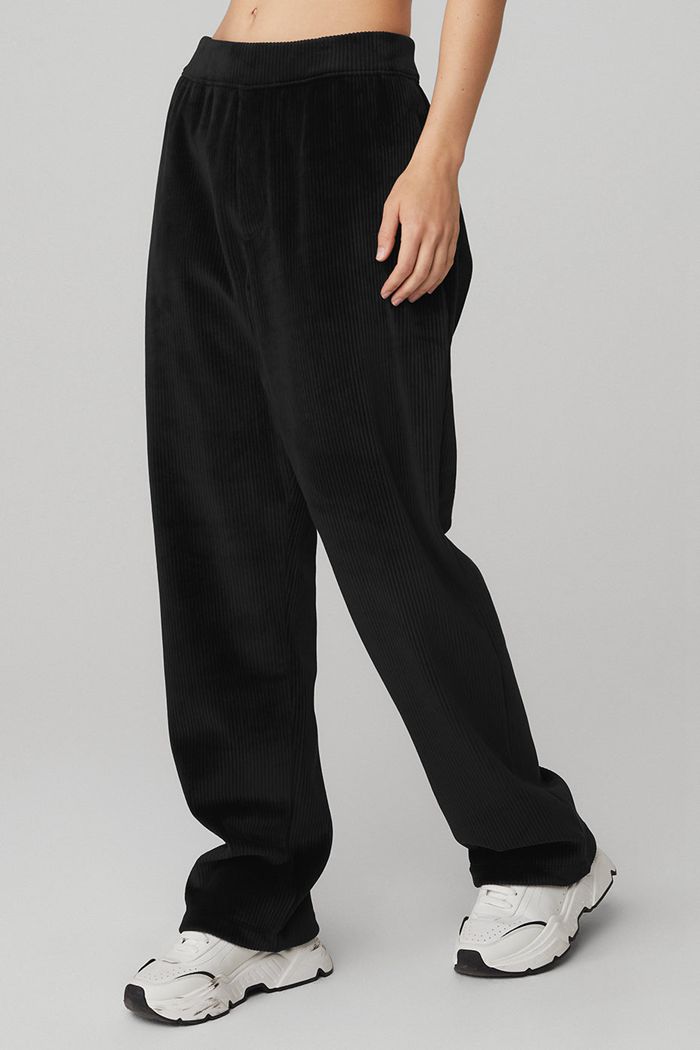 Alo Yoga Velour Baller Women's Pants Black | 48JGZYHEO