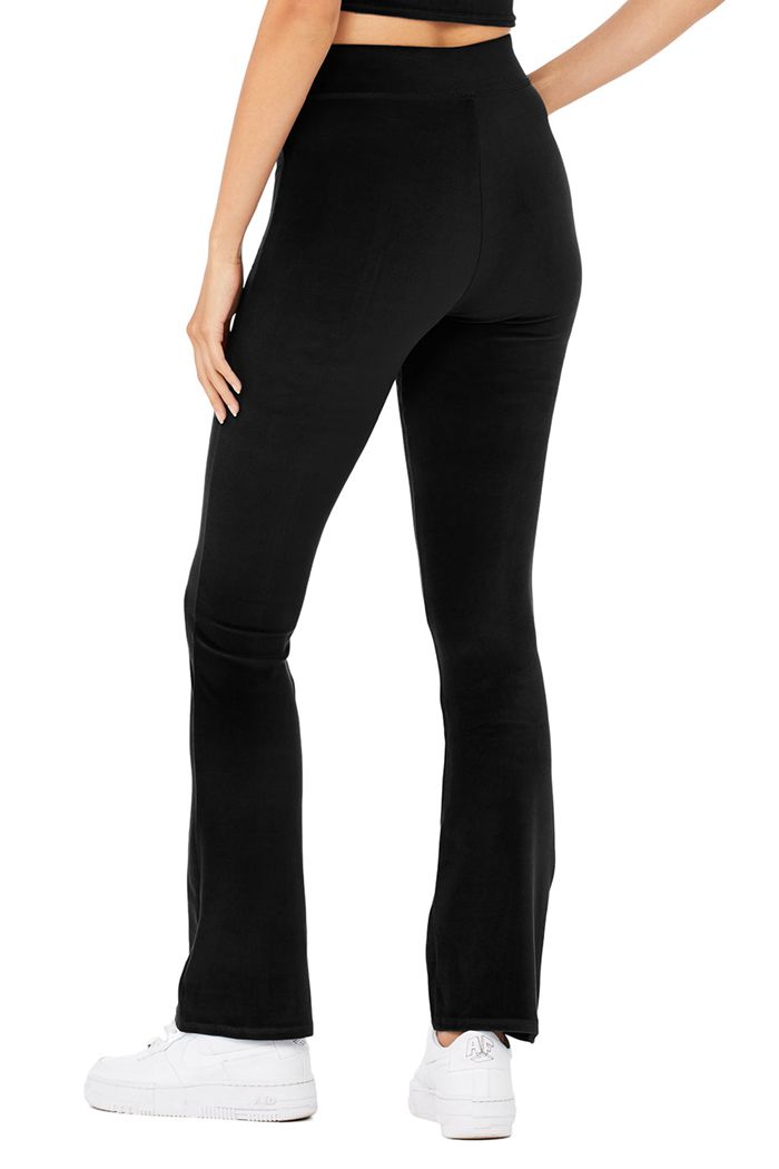 Alo Yoga Velour Flare Women's Leggings Black | 39CEPBFRI