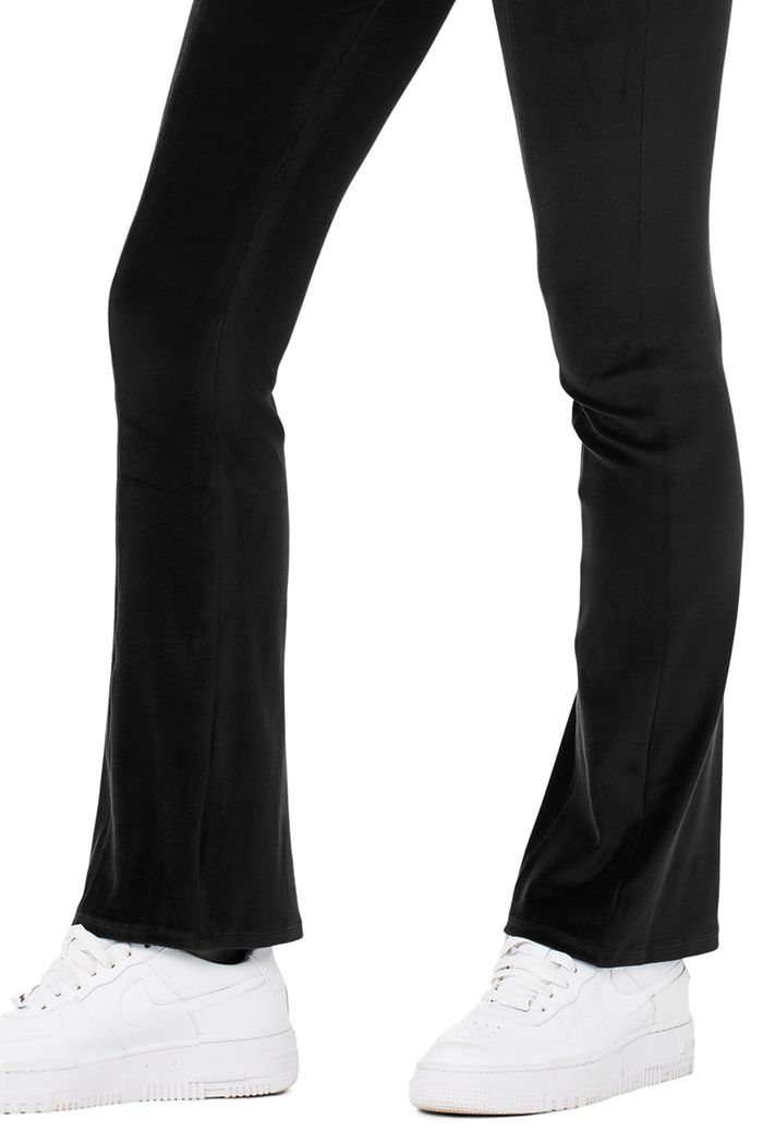 Alo Yoga Velour Flare Women's Leggings Black | 39CEPBFRI