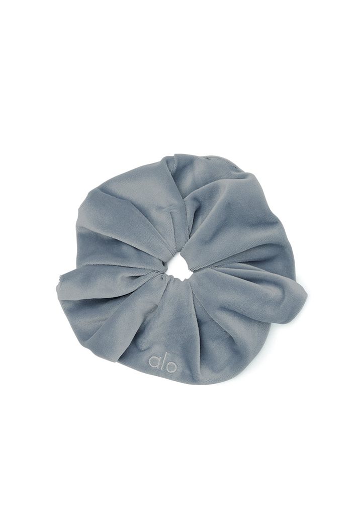 Alo Yoga Velour Oversized Women\'s Scrunchie Grey | 94ZHKYVSM