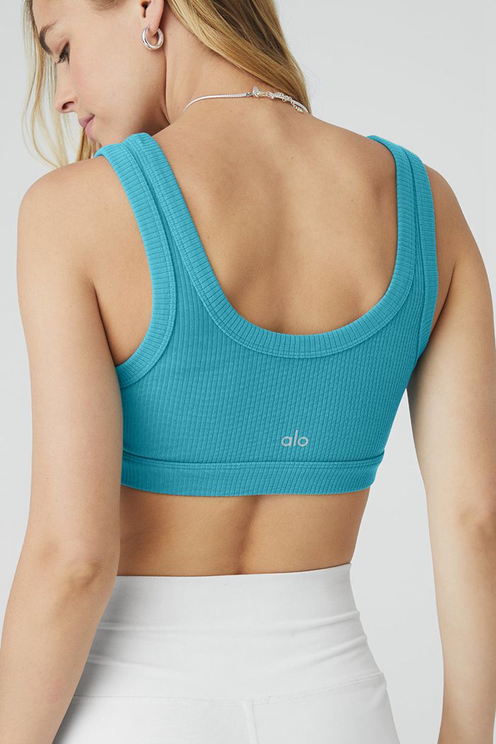 Alo Yoga Wellness Women's Bras Blue | 58RXGVTZC