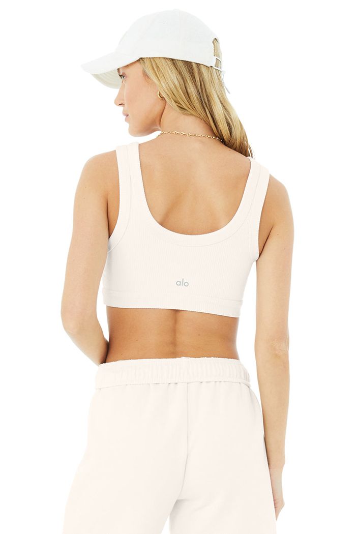 Alo Yoga Wellness Women's Bras White | 42ZNPXGMF