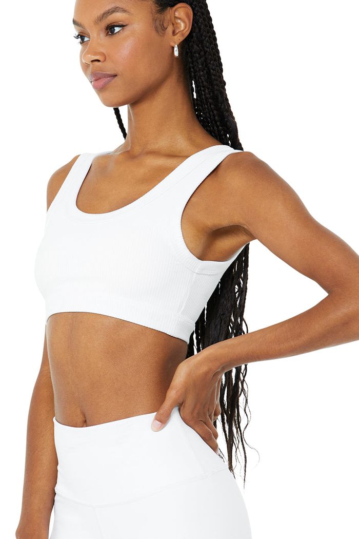 Alo Yoga Wellness Women's Bras White | 64MYUJRAL